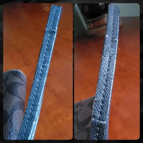 Coach F53937 Double Zip Wallet Signature Coated Canvas Black Brown - Picture 15 of 16